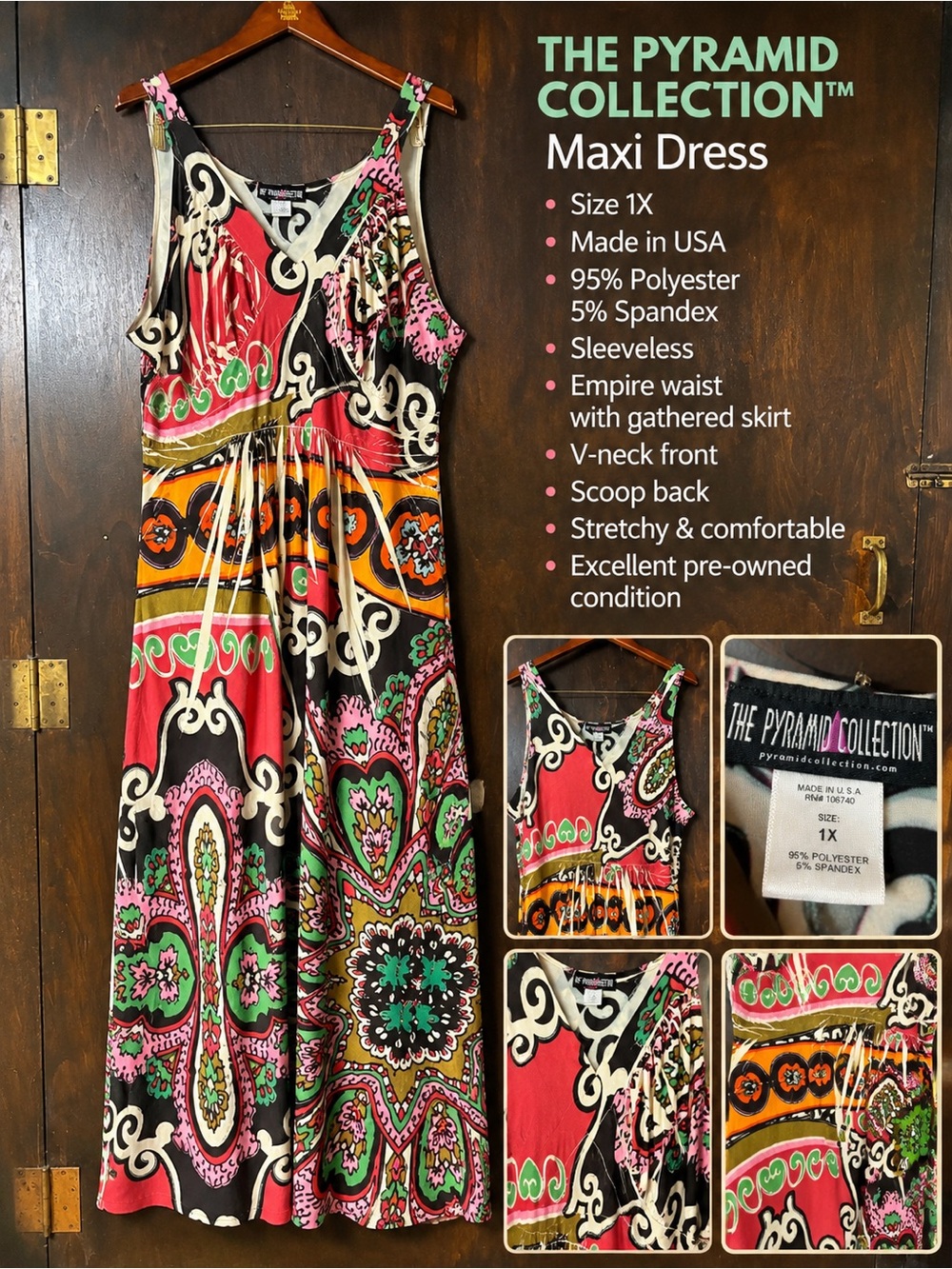 Pyramid Collection Sleeveless Paisley Maxi Dress | Boho Whimsigoth | Size 1X